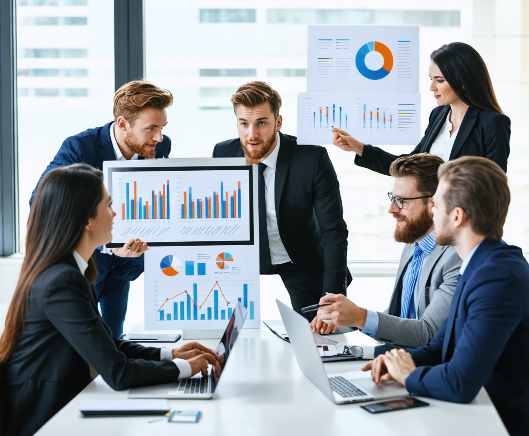 Equipo de consultoría dinámica trabajando